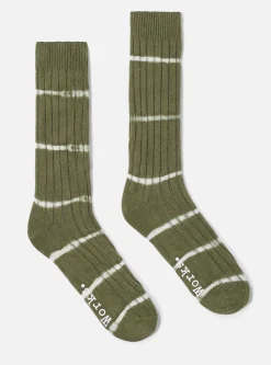 New Slub Sock In Olive Tie Dye Knit Men Underwear & Socks.