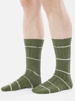 New Slub Sock In Olive Tie Dye Knit Men Underwear & Socks.