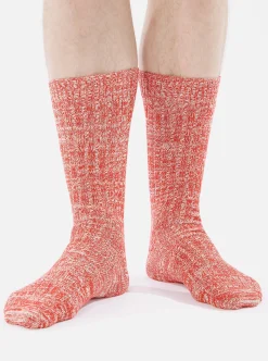 Online Slub Sock In Red Slub Knit Men Underwear & Socks.