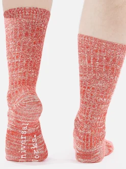 Online Slub Sock In Red Slub Knit Men Underwear & Socks.