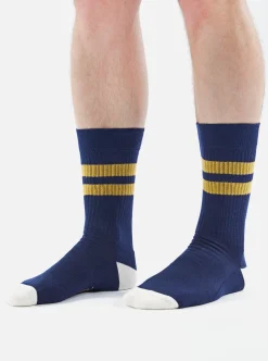 Store Sport Sock In Navy/Yellow Cotton Rib Men Underwear & Socks.