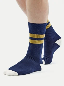 Store Sport Sock In Navy/Yellow Cotton Rib Men Underwear & Socks.
