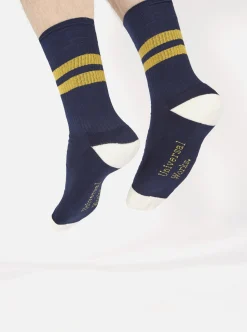 Store Sport Sock In Navy/Yellow Cotton Rib Men Underwear & Socks.