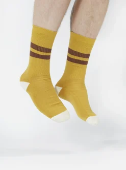 Best Sport Sock In Yellow/Raisin Cotton Rib Men Underwear & Socks.