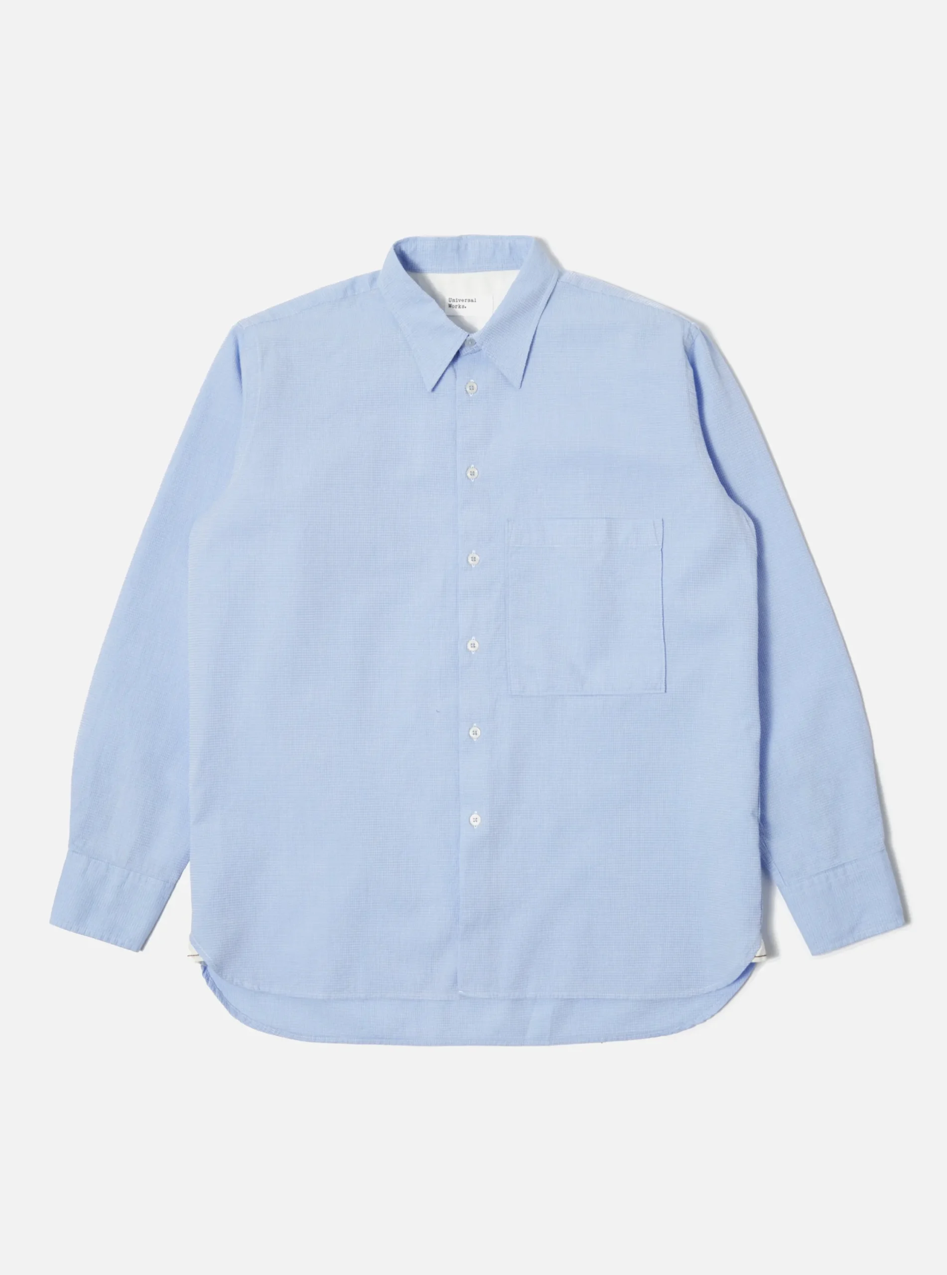 Clearance Square Pocket Shirt In Sky Barca Waffle Cotton Men Shirts.