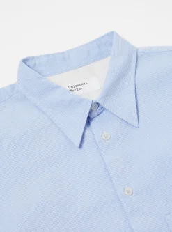Clearance Square Pocket Shirt In Sky Barca Waffle Cotton Men Shirts.