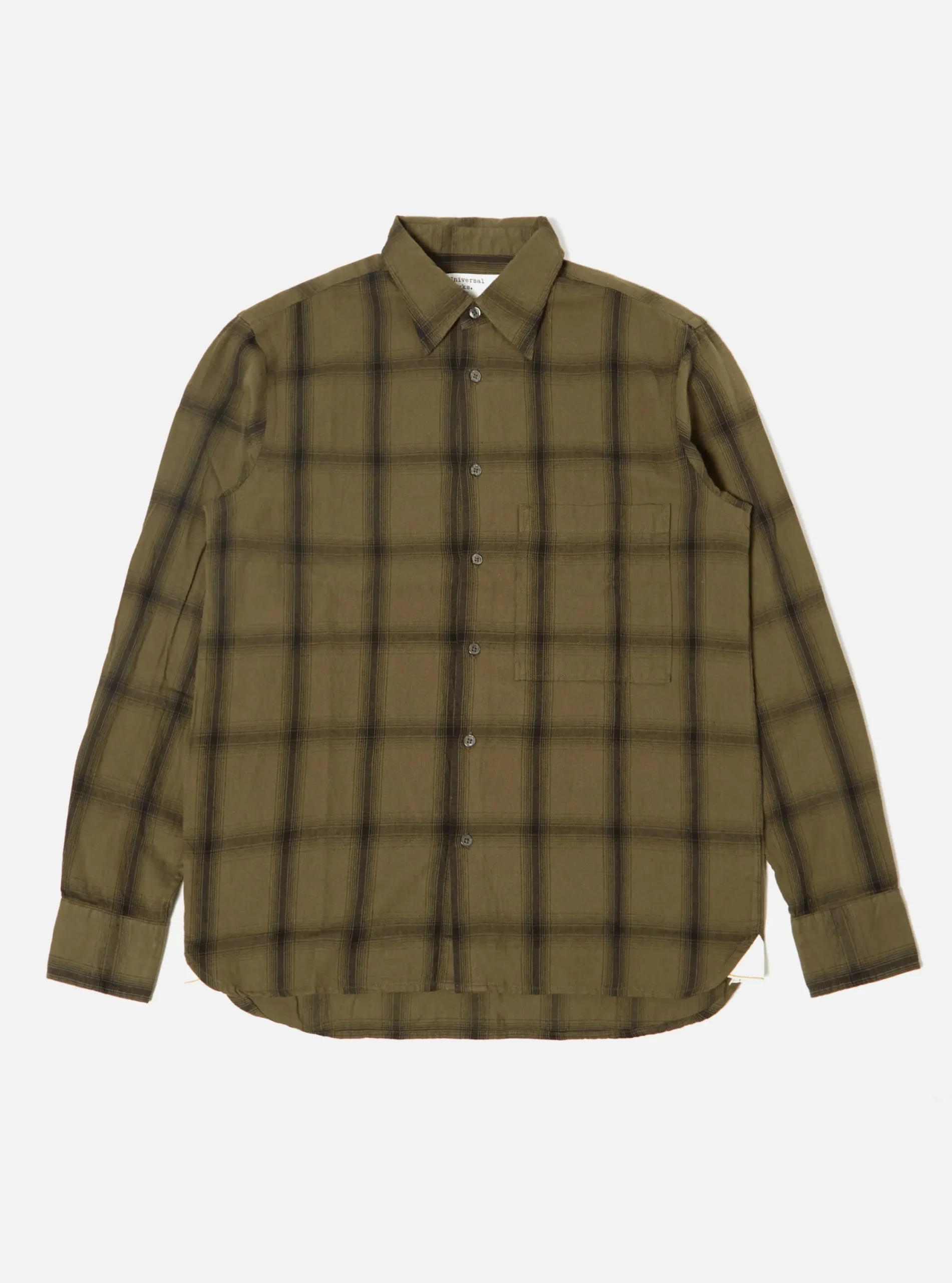 Fashion Square Pocket Shirt In Olive Shadow Check Men Shirts.