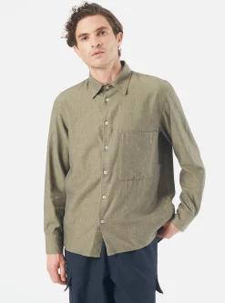 Hot Square Pocket Shirt In Olive It Brushed Twill Men Shirts.