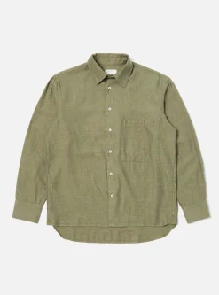 Hot Square Pocket Shirt In Olive It Brushed Twill Men Shirts.