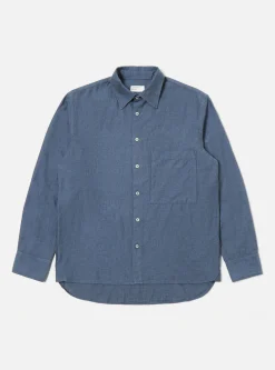 Best Sale Square Pocket Shirt In Blue It Brushed Twill Men Shirts.