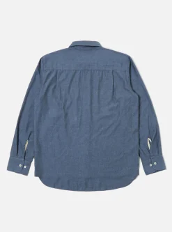 Best Sale Square Pocket Shirt In Blue It Brushed Twill Men Shirts.