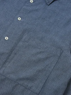 Best Sale Square Pocket Shirt In Blue It Brushed Twill Men Shirts.