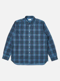 Clearance Square Pocket Shirt In Blue Check Cord Men Shirts.