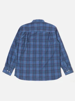 Clearance Square Pocket Shirt In Blue Check Cord Men Shirts.
