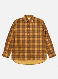 Hot Square Pocket Shirt In Mustard Check Cord Men Shirts.