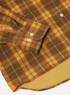 Hot Square Pocket Shirt In Mustard Check Cord Men Shirts.