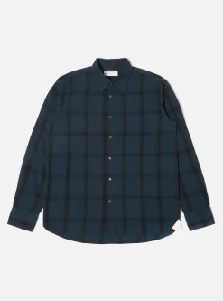 Clearance Square Pocket Shirt In Navy Shadow Check Men Shirts.