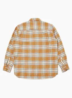 Online Square Pocket Shirt In Grey Marl/Orange Brushed Cotton Plaid Men Shirts.