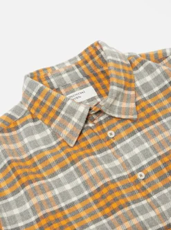 Online Square Pocket Shirt In Grey Marl/Orange Brushed Cotton Plaid Men Shirts.