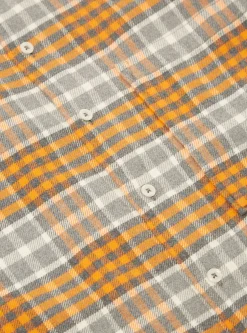 Online Square Pocket Shirt In Grey Marl/Orange Brushed Cotton Plaid Men Shirts.