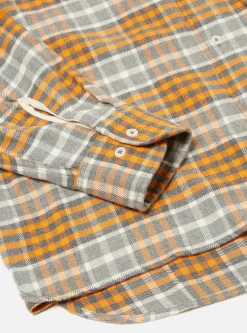Online Square Pocket Shirt In Grey Marl/Orange Brushed Cotton Plaid Men Shirts.