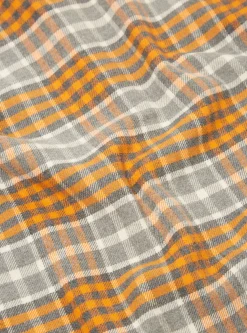 Online Square Pocket Shirt In Grey Marl/Orange Brushed Cotton Plaid Men Shirts.