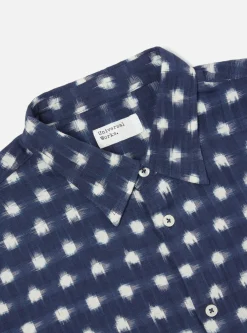 Outlet Square Pocket Shirt In Indigo Vintage Double Ikat Men Shirts.