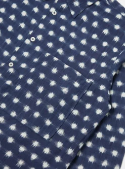 Outlet Square Pocket Shirt In Indigo Vintage Double Ikat Men Shirts.