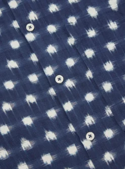 Outlet Square Pocket Shirt In Indigo Vintage Double Ikat Men Shirts.