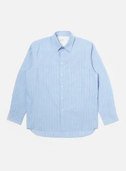 New Square Pocket Shirt In Blue Posh Stripe Cotton Men Shirts.