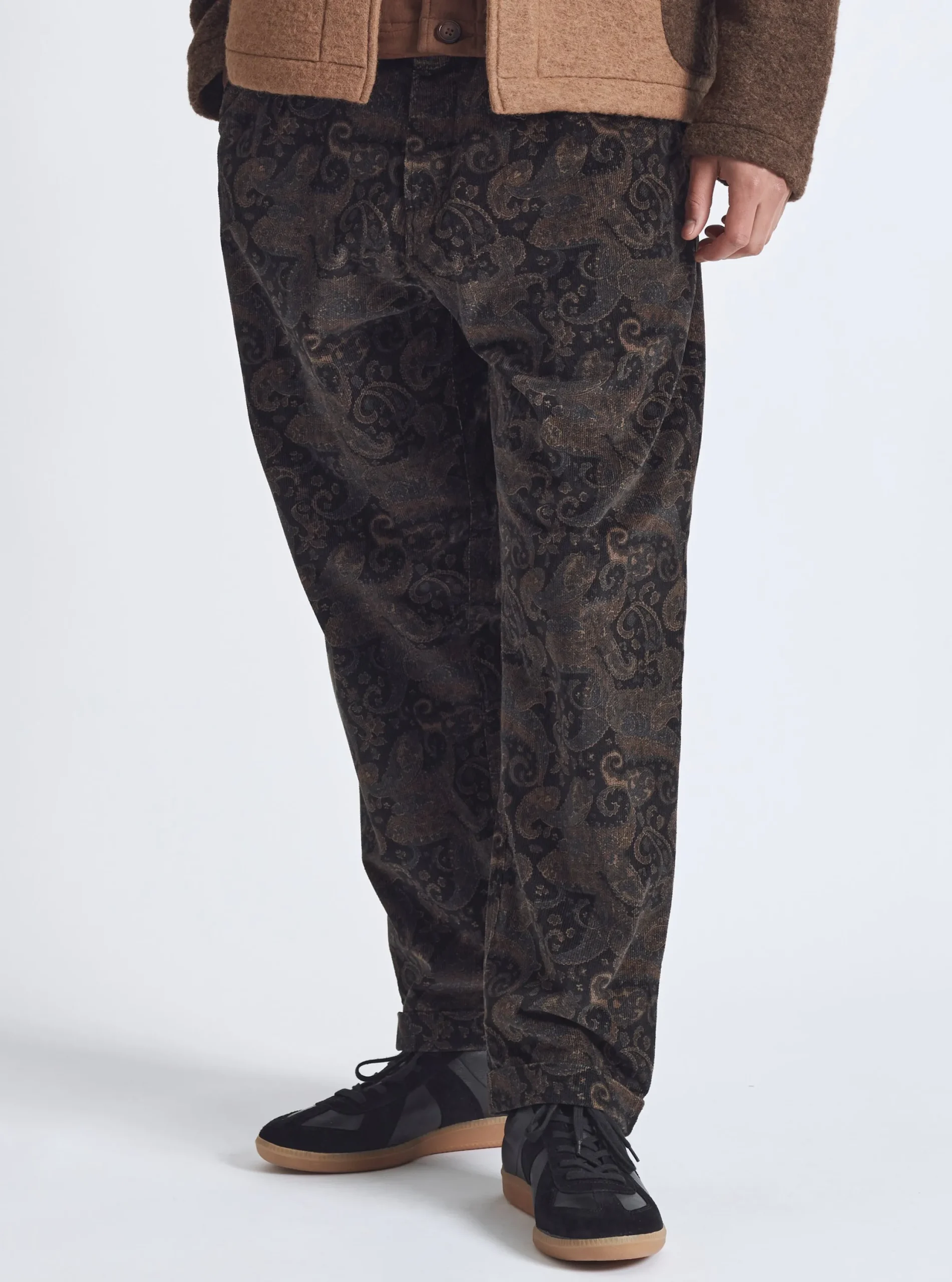 Fashion Super Chino In Black Japanese Print Cord Men Suiting.