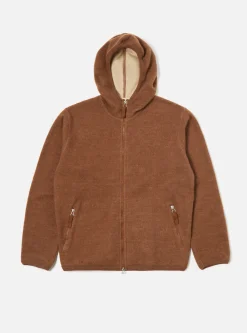 Fashion Surfer Hoodie In Brown Soft Wool Cotton Knit Men Fleece.