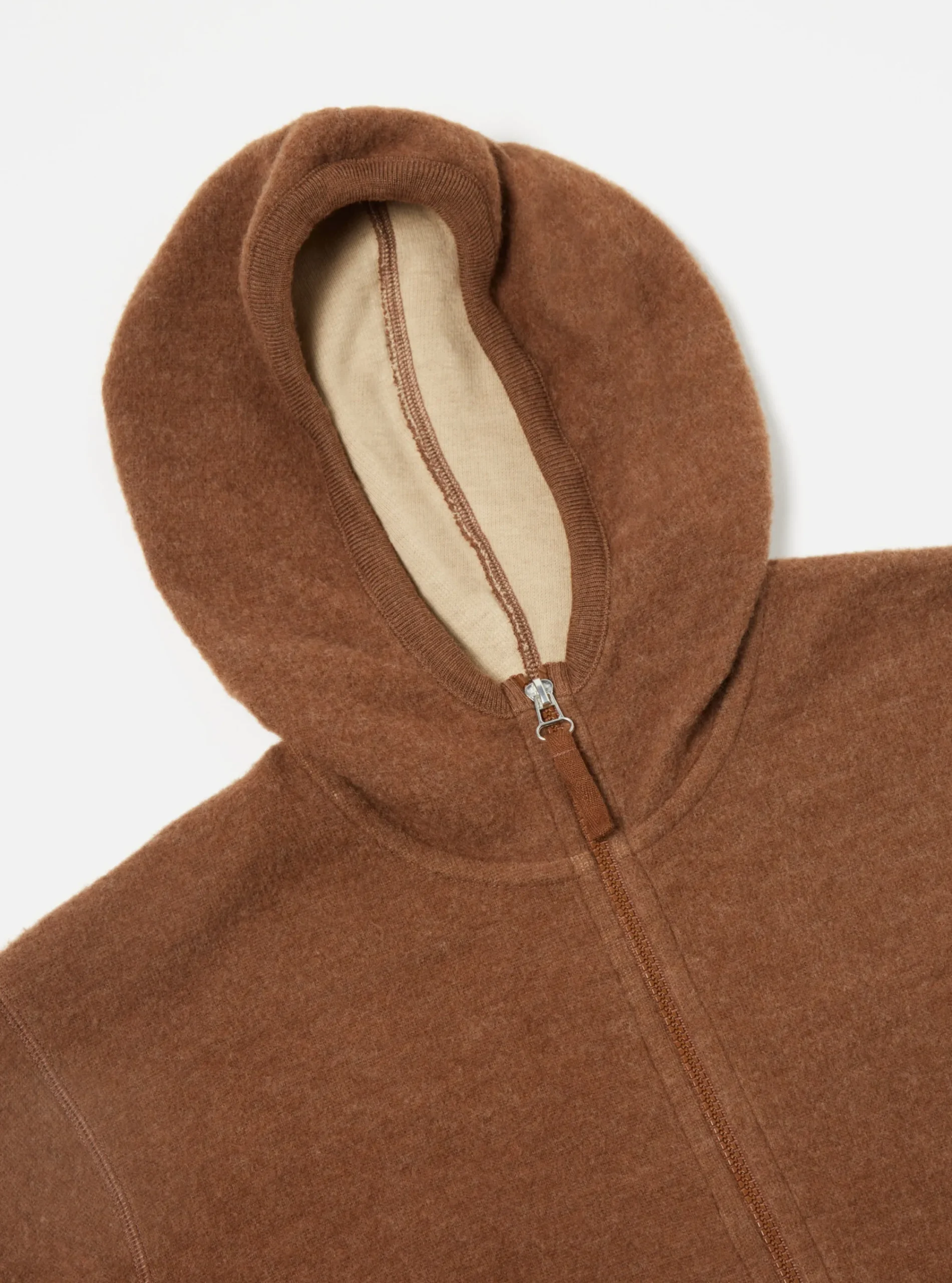 Fashion Surfer Hoodie In Brown Soft Wool Cotton Knit Men Fleece.