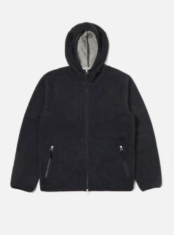 New Surfer Hoodie In Blue Soft Wool Cotton Knit Men Fleece.