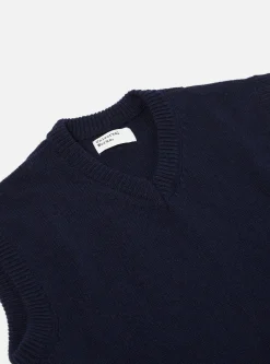 Online Sweater Vest In Navy Eco Wool Men Knitwear.