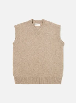 Discount Sweater Vest In Oatmeal Eco Wool Men Knitwear.