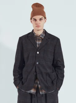 Hot Three Button Jacket In Charcoal Reuse Wool Mix Men Jackets.