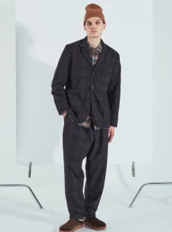 Hot Three Button Jacket In Charcoal Reuse Wool Mix Men Jackets.
