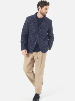 Shop Three Button Jacket In Indigo Shingora Dot Men Jackets.