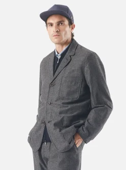 Flash Sale Three Button Jacket In Grey Upcycled Italian Tweed Men Jackets.