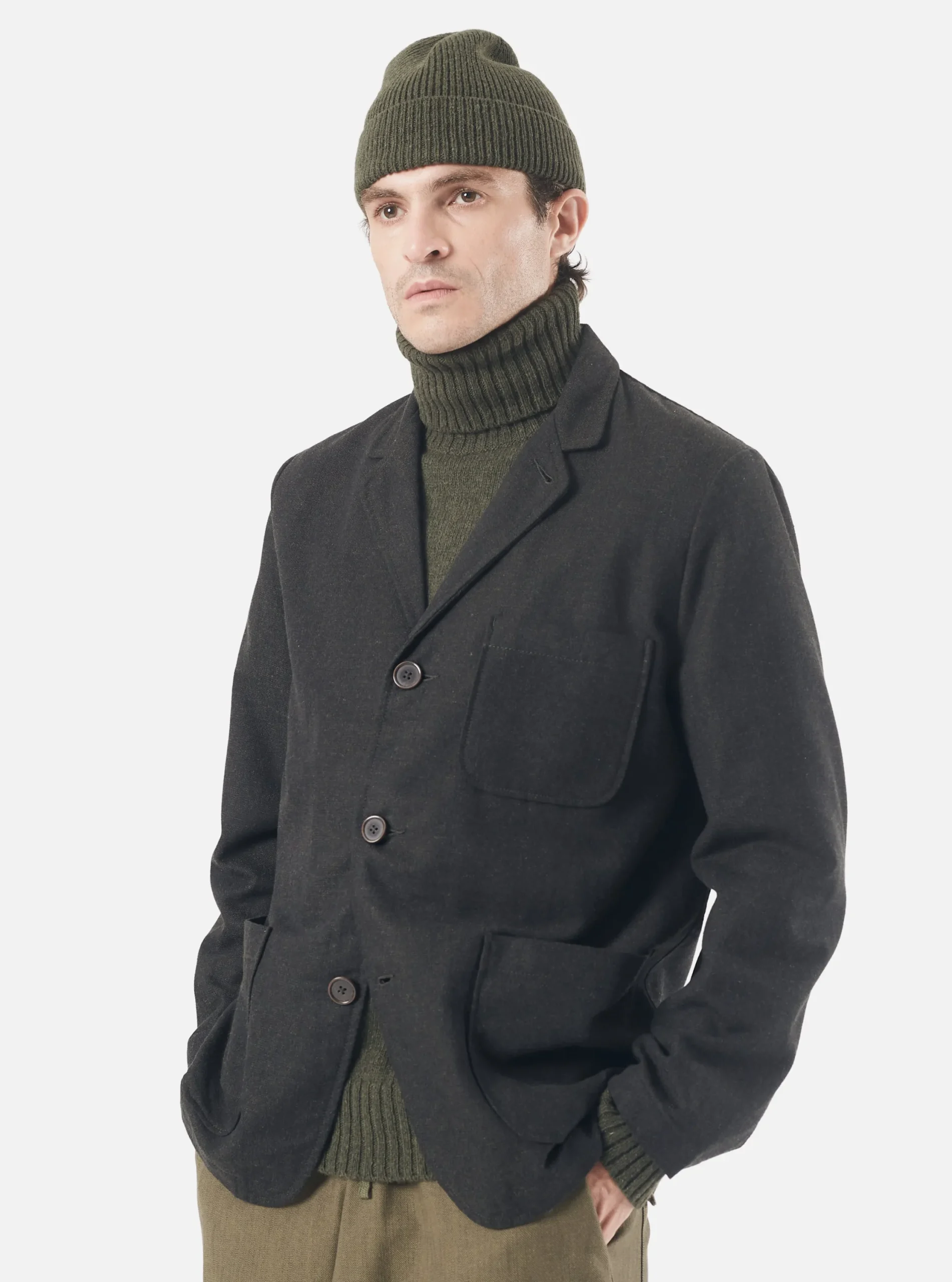 Sale Three Button Jacket In Olive Upcycled Italian Tweed Men Jackets.