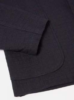 Flash Sale Three Button Jacket In Navy Wool Cotton Check Men Jackets.