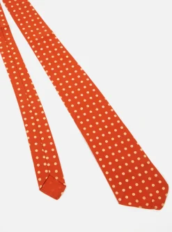 Cheap Tie In Orange Dot Print Men Suiting.
