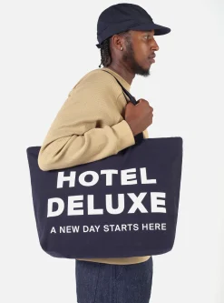 Clearance Tote Bag In Navy Canvas Men Accessories.