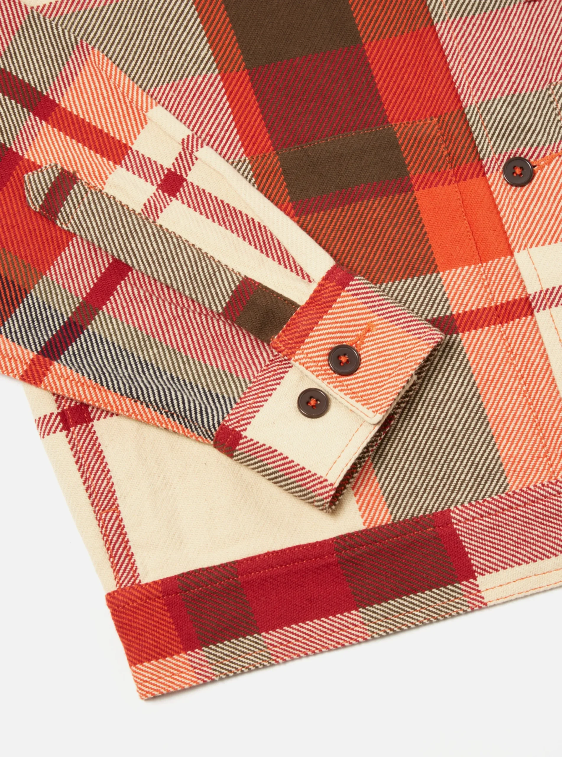 Fashion Uniform Shirt In Red Earth Check Men Overshirts.
