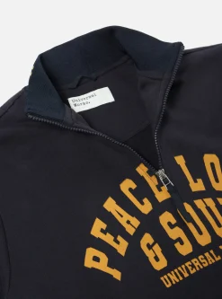 Outlet Vale Half Zip In Navy Brushback Sweat Pl&S Men Tees & Sweats.