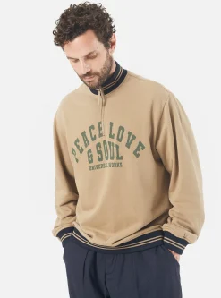 Cheap Vale Half Zip In Sand Brushback Sweat Pl&S Men Tees & Sweats.