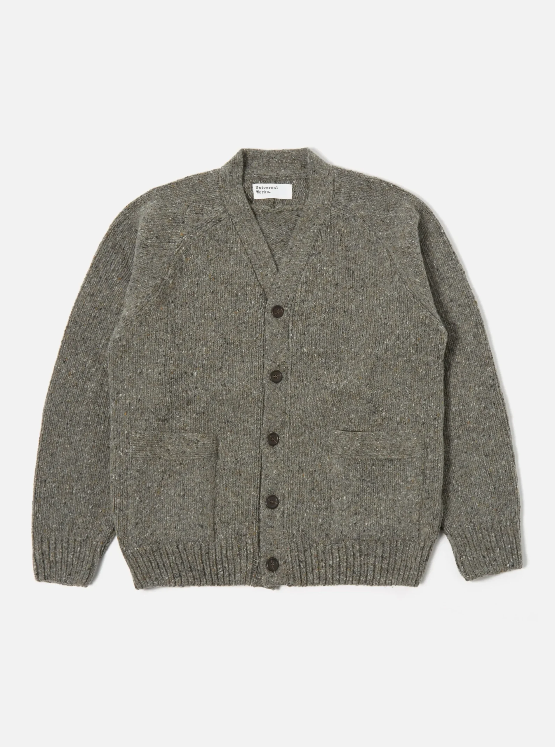 Shop Vince Cardigan In Grey Lambswool Fleck Men Knitwear.