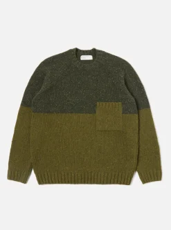 Outlet Vincent Crew In Olive Mix Lambswool Fleck Men Knitwear.