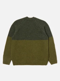 Outlet Vincent Crew In Olive Mix Lambswool Fleck Men Knitwear.